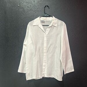 RICHARD MALCOM Women’s White Irish Linen Button Down Shirt Size L